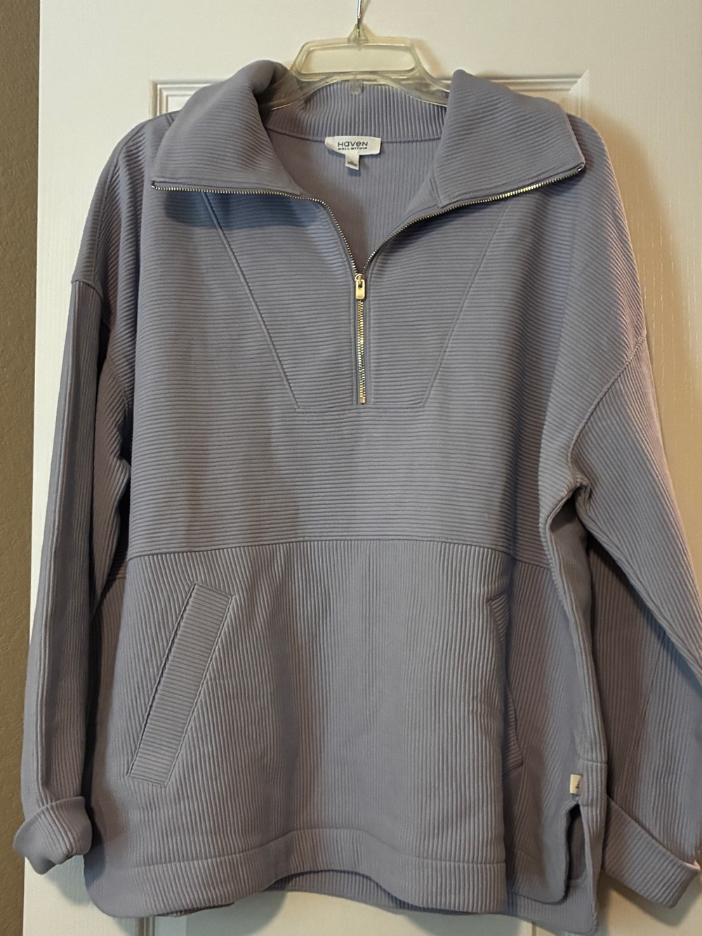 Haven Ladies' Ribbed Half-Zip Pullover - Light Lavender
